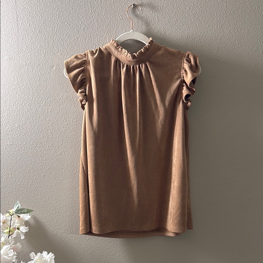 Ruffled Sleeve Tan Top